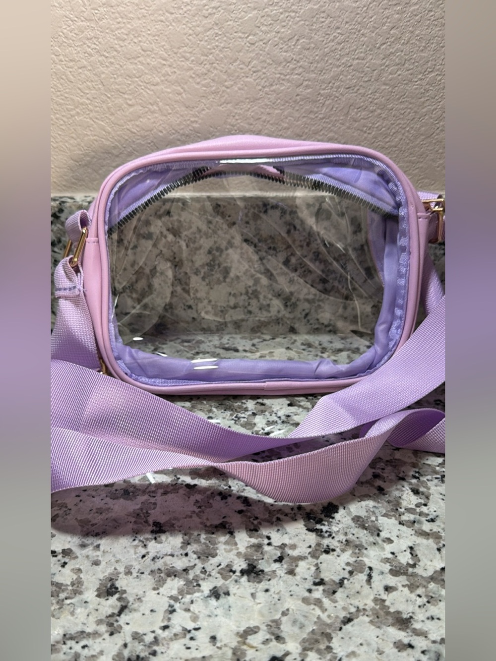 Lilac Clear Crossbody Stadium Bag with Adjustable Strap